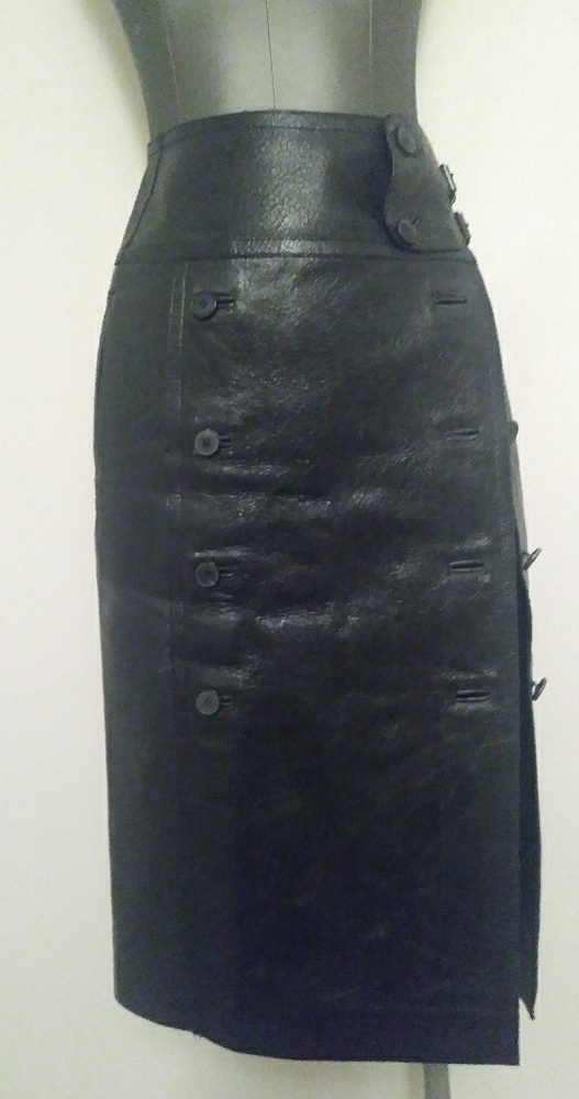 YSL Black Leather Skirt